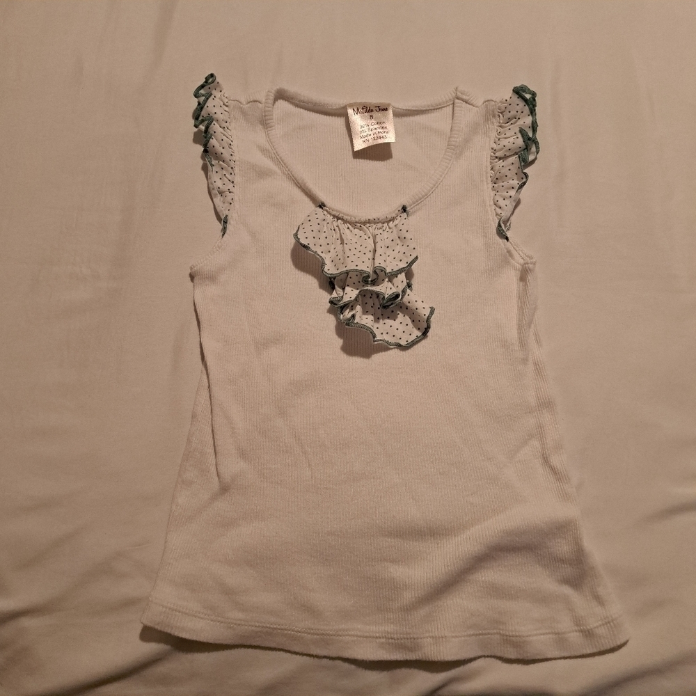Matilda Jane girls white ribbed tank top size 8 but fits like 5/6